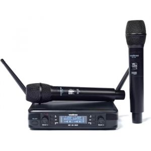 Woodbrass Micro sans fil - UHF 2M-Multi - 60 m&egrave;tres de port&eacute;e - 2 micros - Capsules cardio&iuml;des