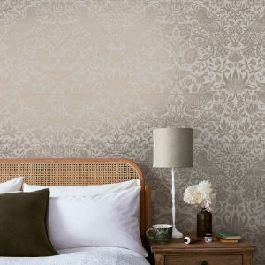 Morris & Co. Papier peint intissé Strawberry Thief Fibrous Neutral 1005 x 52cm Naturel