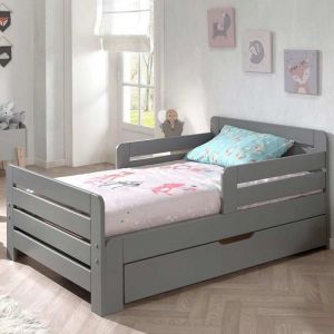 Image de Pack Lit Évolutif Enfant, Tiroir & Matelas "J per" Gris