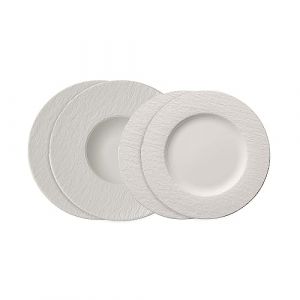Villeroy & Boch Manufacture ensemble d’assiettes, 4 p., ensemble de vaisselle pour 2 personnes, porcelaine Premium, blanc