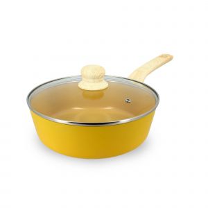 Menastyl SAUTEUSE SAFRAN 24CM EN ALUMINIUM INDUCTION AVEC COUVERCLE EN VERRE