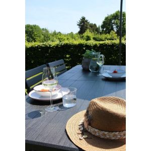 ERRO Table pliante - Table de camping - table pliante - table pliante - aspect bois - 180x74cm - noir