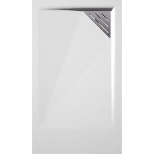 Stano Receveur de douche 70x80 cm extra plat TRINITY blanc en résine minérale grille à Gauche