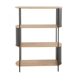 Calicosy Etagère 4 niveaux décor bois avec flancs en métal noir H134 cm - EKLO