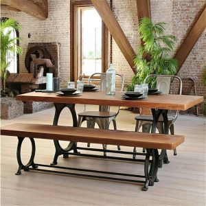 Pier Import - Table à manger industrielle vintage bois recyclé 180 cm leeds