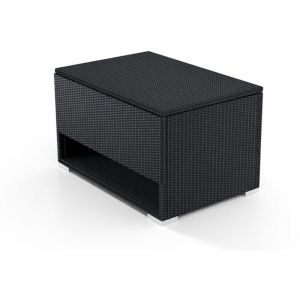 Coffre de Terrasse de 186 L avec Étagère à Chaussures, Armoire de Rangement d'Extérieur en Osier avec Doublure Protectrice, 95 x 60 x 58 cm, Noir