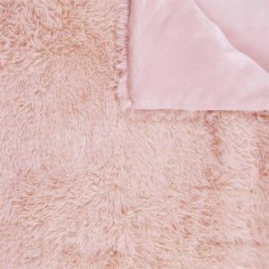 Couvre lit Déco poils Longs 220x240cm Rose Prix