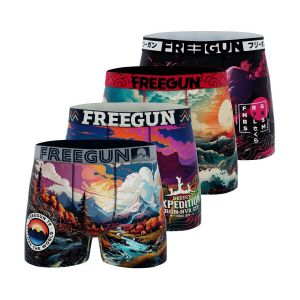 Freegun Boxer Enfant, Caleçon Garçon Paysage, Doux & Respirant (Lot de 4) 8 ans/10 Ans