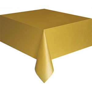 Nappe rectangulaire en plastique or (137 x 274 cm)