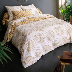Housse de couette 200x200 jaune doré en coton