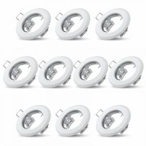 Deuba 10x Spots lumineux encastrable plafond lampe fixe blanc supports pour spots encastrables acier inoxydable luminaire cuisine salon salle de bain
