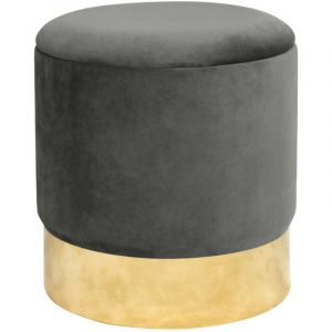 Pouf de Rangement avec Couvercle AKORD GOLDEN velour colour Gris Graphite hauteur 40 cm