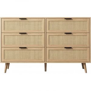 Habitat et Jardin Commode en bois et cannage "Preston" - 120 x 40 x 75 cm - Beige