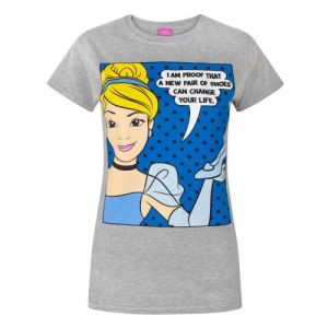 T shirt Cendrillon 'I Am Proof That A New Pair Of Shoes Can Change Your Life' Femme (L) (Gris) UTNS4265