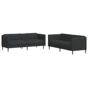 VidaXL Ensemble de Canap&eacute;s 2 pcs, Chaise de canap&eacute; avec Accoudoirs et Dossier, Meuble de Salon Salle de S&eacute;jour, Moderne, Noir Tissu