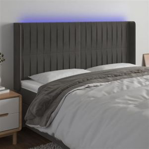 VidaXL Hoofdbord LED 203x16x118/128 cm fluweel donkergrijs3124353