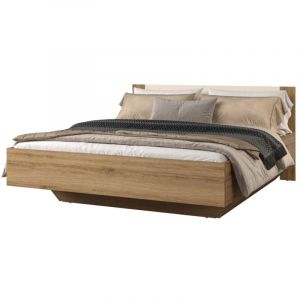 Lit vertigo – 160x200 cm – Chêne sauvage et beige sable – Sans sommier – Pied de lit design