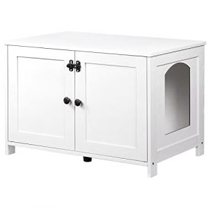 Maisonnette pour chat, Niche pour chat, Maison de Toilettes pour Chat avec doubles portes, avec Interne Planche réglable, Porte Élargie, pour Salon,