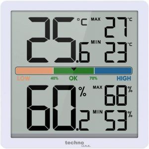 Technoline WS9472 Hygromètre, thermomètre, humidimètre, thermomètre numérique, station de température, support magnétique, rétroéclairage, affichage direct