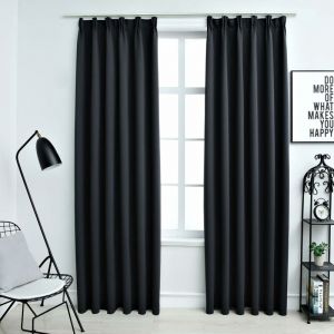 VidaXL Rideaux occultants avec crochets 2 pcs Noir 140x245 cm