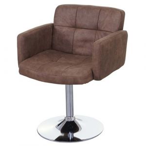 Mendler Chaise de salle à manger Orlando, pivotante, imitation daim, chrome ~ brun vintage
