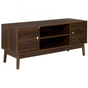 Altobuy - colette - Meuble tv 2 portes 2 niches en bois et mdf pieds en pin teint&eacute; ch&ecirc;ne fonc&eacute;