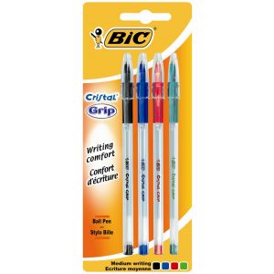 Image de Bic Cristal Grip - Blister de 4 Stylos-billes assortis