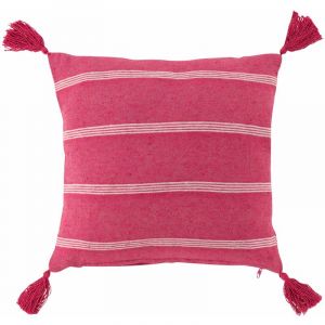 Image de Coton d'intérieur Coussin Déco à Pompons "Jakady" 40x40cm Rose