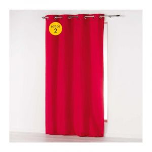Lot de 2 Rideaux uni 140x 260 cm Absolu en microfibre Rouge