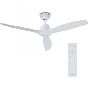 Klarstein Santa Elena Ventilateur de Plafond - 132 cm, Pales en Bois, Télécommande, 6 Vitesses, Silencieux 45 dB, Modes Été & Hiver, Minuterie 8 h,
