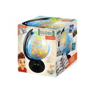 Buki France Globe Terrestre 20 cm pour Enfants – Découverte Pays, Villes, Océans et Fleuves – Socle Noir Mat – Notice Illustrée avec 130 Photos – Éducatif dès 6 Ans