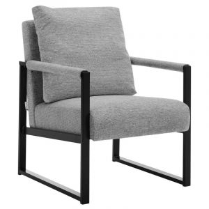 Vente-unique - Fauteuil en tissu texturé gris ispori