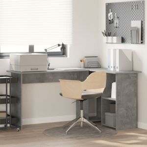 VidaXL Bureau gris b&eacute;ton Gris b&eacute;ton Panneau de particules Bureau d'ordi