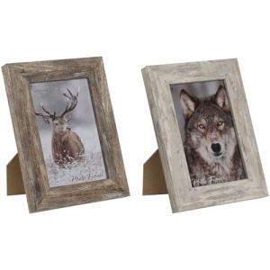 Home ESPRIT Cadre Photo Blanc Naturel Verre Polystyr&egrave;ne Scandinave 14,5 x 2 x 20 cm (2 unit&eacute;s)