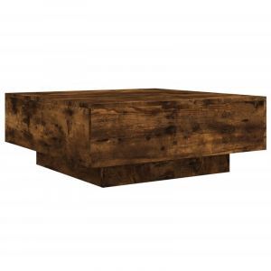 VidaXL Table basse avec lumi&egrave;res LED ch&ecirc;ne fum&eacute; 80x80x31 cm
