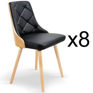 Lot de 8 chaises scandinaves Lalix Chêne Clair et Noir
