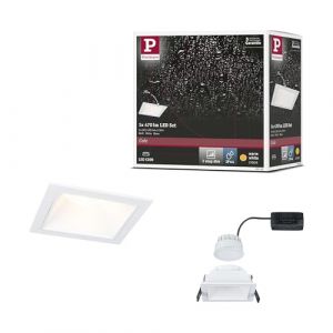 Paulmann 93128 Spots encastrés LED 3-Step-Dim Cole IP44 carré 88x88 mm Coin 6W 470lm 230 V 2700 K Blanc