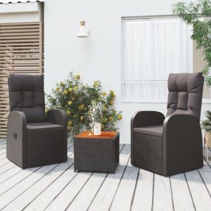 VidaXL Ensemble de salon de jardin 3 pcs noir poly rotin et acacia n/a