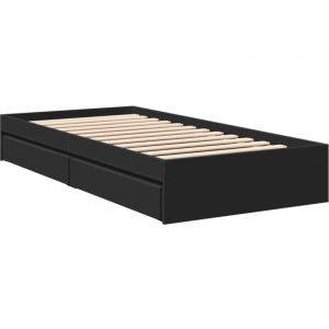 VidaXL Cadre De Lit Avec Tiroirs Noir 90x190 Cm Bois D'ingénierie