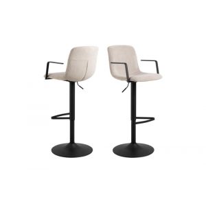 Hellin Tabourets de bar réglables et pivotants beiges (lot de 2) - noa