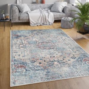 Paco Home Tapis Salon Chambre Adulte Tissage Plat Moderne Oriental Marocain Vintage Lavable 80x150 cm, Multicolore 4