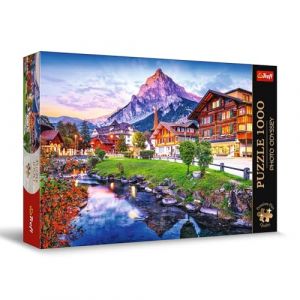 Trefl Premium Plus Quality - Puzzle Photo Odyssey : Ville des Alpes, Suisse : Village d’Oia, Santorin - 1000 pièces, Série de Photos Uniques, pour Adultes et Enfants à partir de 12 Ans