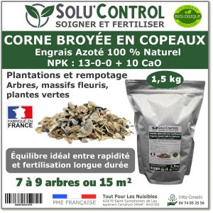 Tout Pour Les Nuisibles - 1,5 kg de Corne Broyée en Copeaux SoluControl - Engrais Azoté