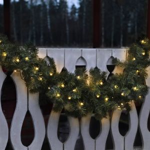 Best Season Guirlande de sapin ronde 'Ottawa' pour l'extérieur, fonctionnement sur secteur, 30 led blanc chaud, vert, l 150 cm