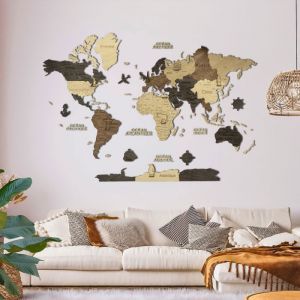 Carte du monde en bois 2D CREATIFWOOD Multicolor L - D&eacute;coration Murale