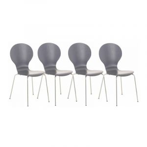 CLP Lot de 4 chaises empilables en bois Diego gris