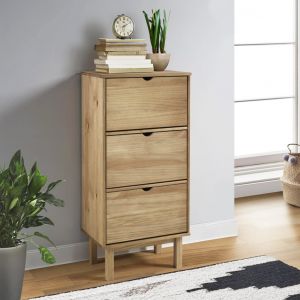 VidaXL Armoire &agrave; chaussures avec 3 tiroirs Marron Bois de pin massif