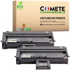 Comete Consommable SP100 2 Toners compatibles avec RICOH SP100 407166 Noir