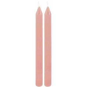 Ruedelafete Set de 2 bougies Flambeau Cannelées 25cm, Rose Water