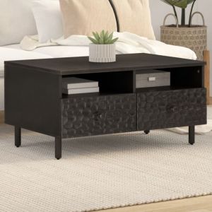 VidaXL Table Basse, Table d'Appoint avec Pieds et Porte, Bout de Canap&eacute; avec Rangement, Meuble de Salon, Moderne, Noir Bois 356832